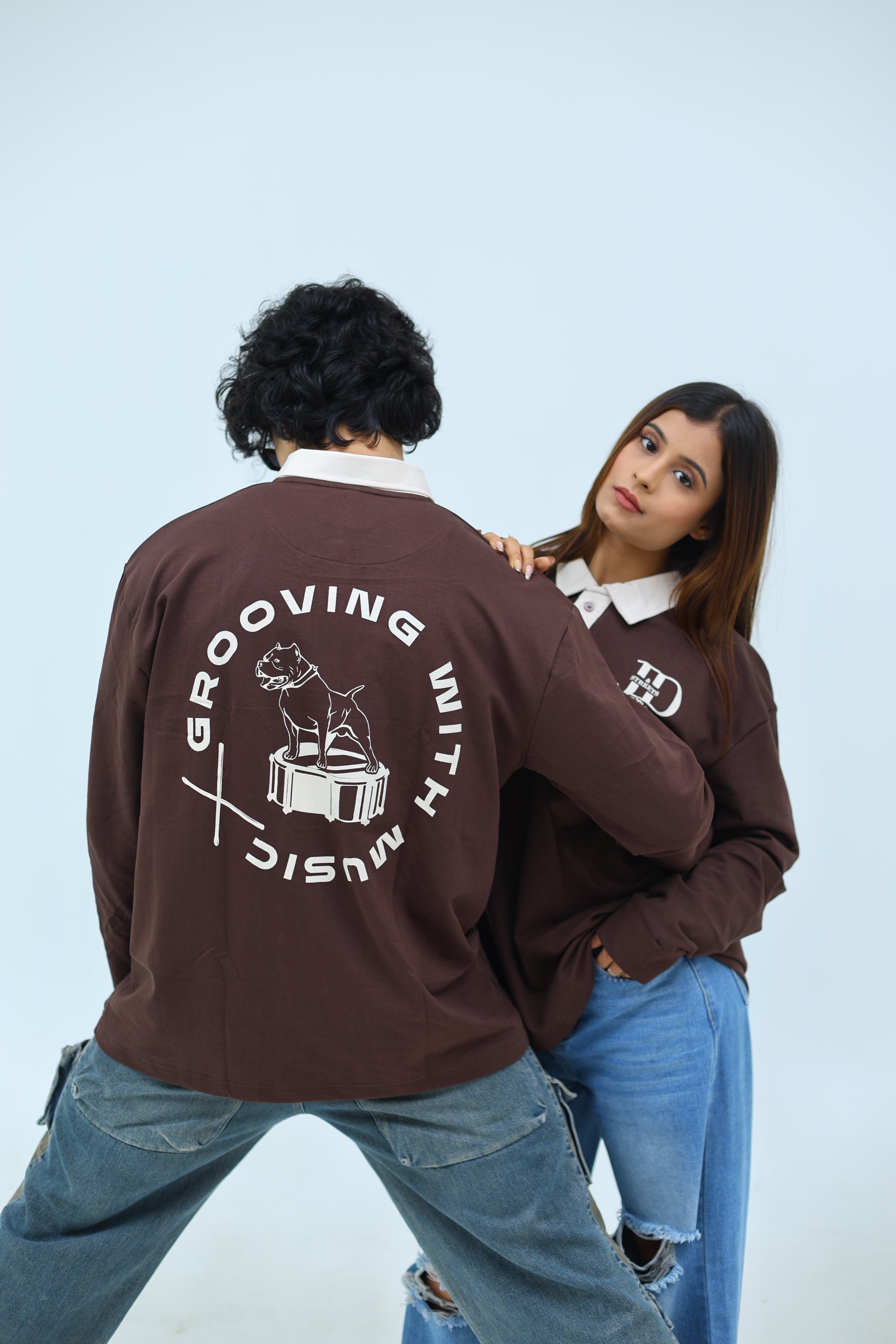 Oversized jersey polo t-shirt